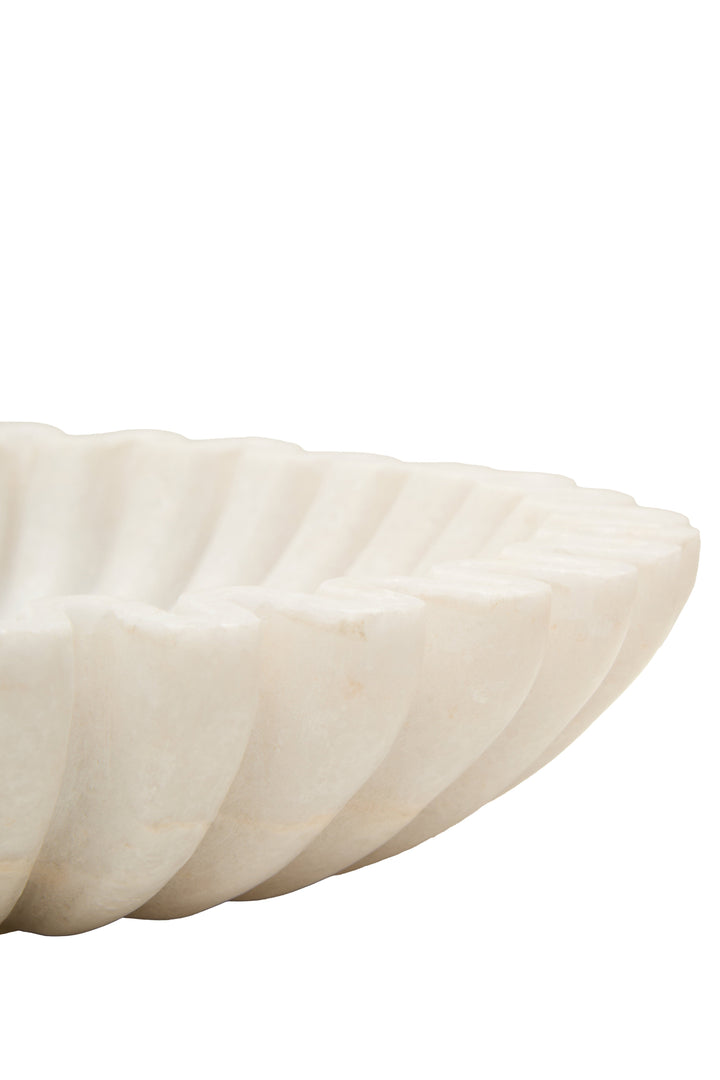 Savio Small White Fluted Marble Decorative Bowl