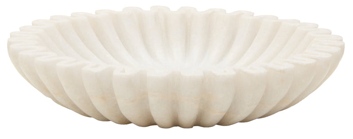 Savio Small White Fluted Marble Decorative Bowl