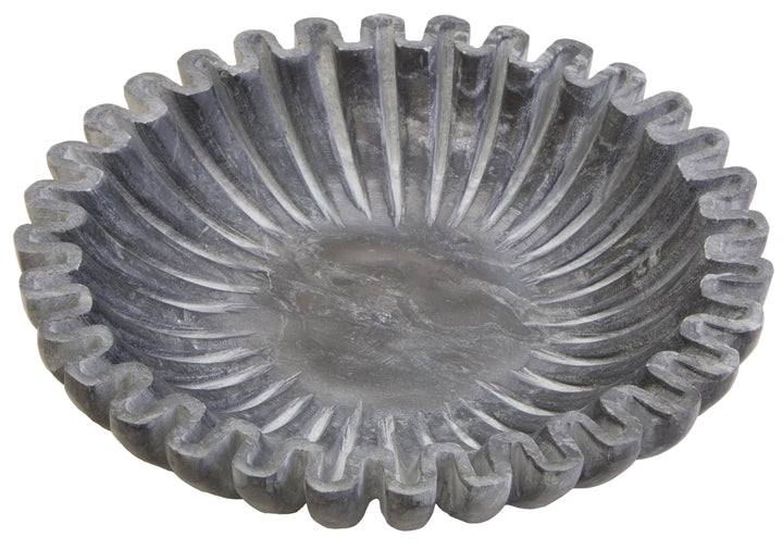 Savio Small Grey Fluted Marble Decorative Bowl