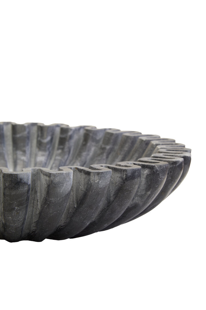 Suncrest Fluted Marble Bowl – Grey (Small)