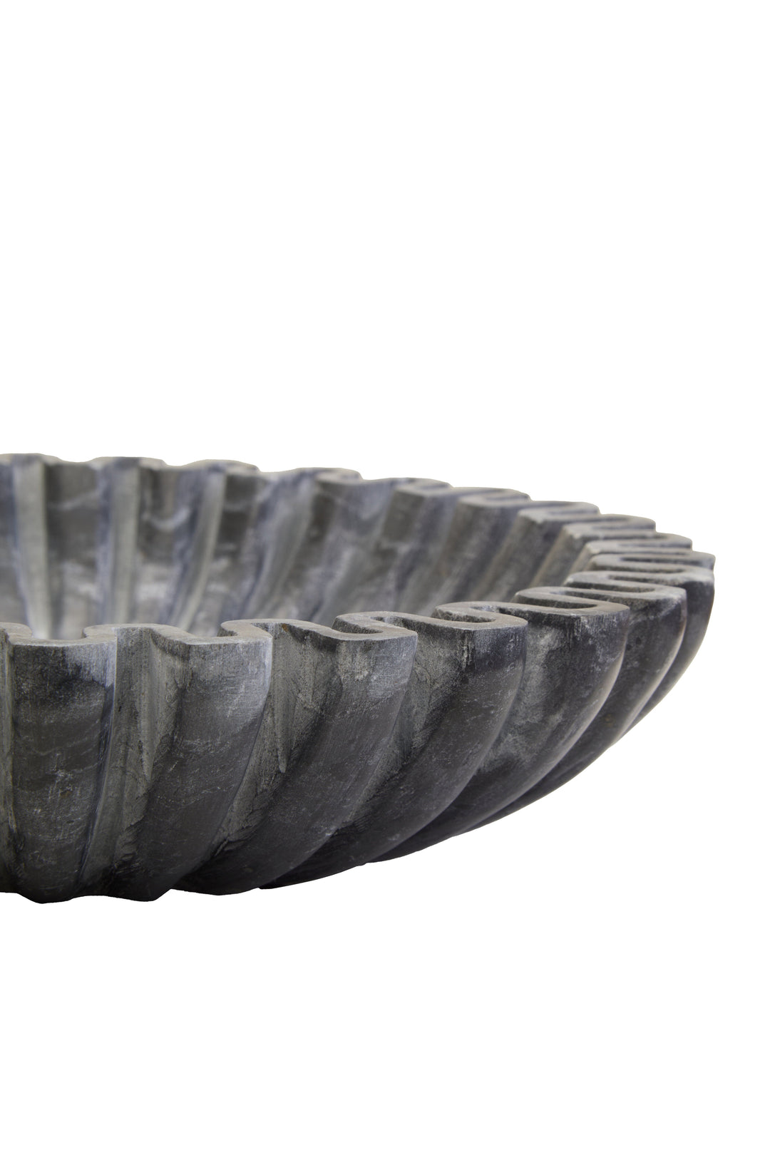 Savio Small Grey Fluted Marble Decorative Bowl