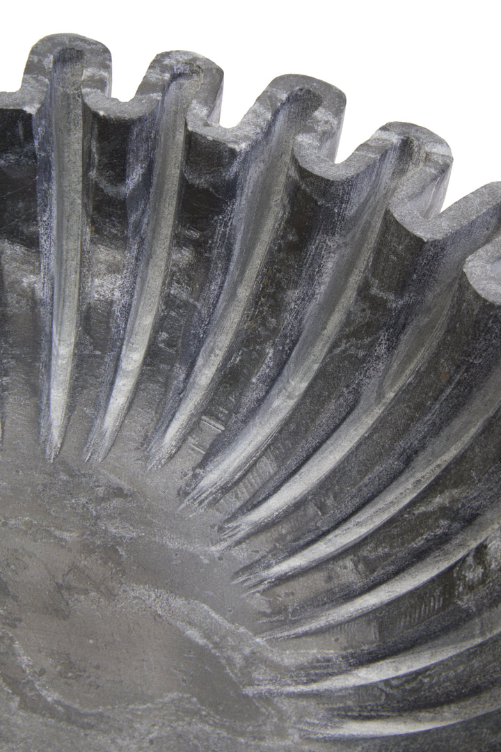 Savio Small Grey Fluted Marble Decorative Bowl