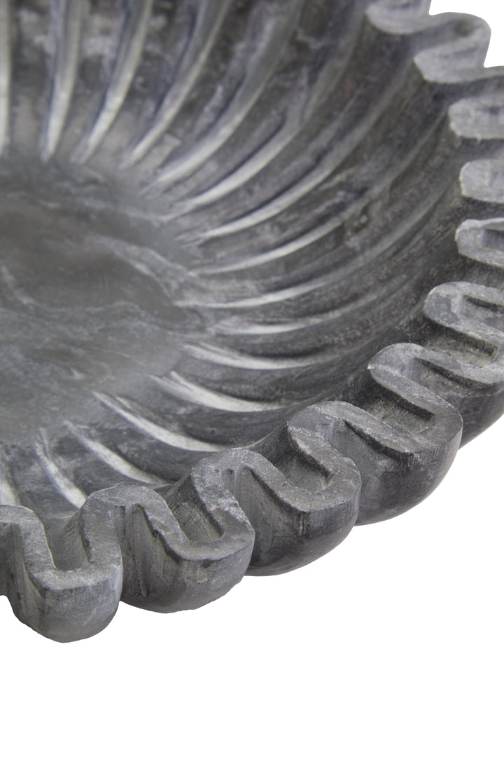Savio Small Grey Fluted Marble Decorative Bowl