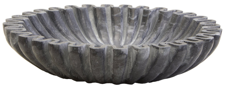 Savio Small Grey Fluted Marble Decorative Bowl