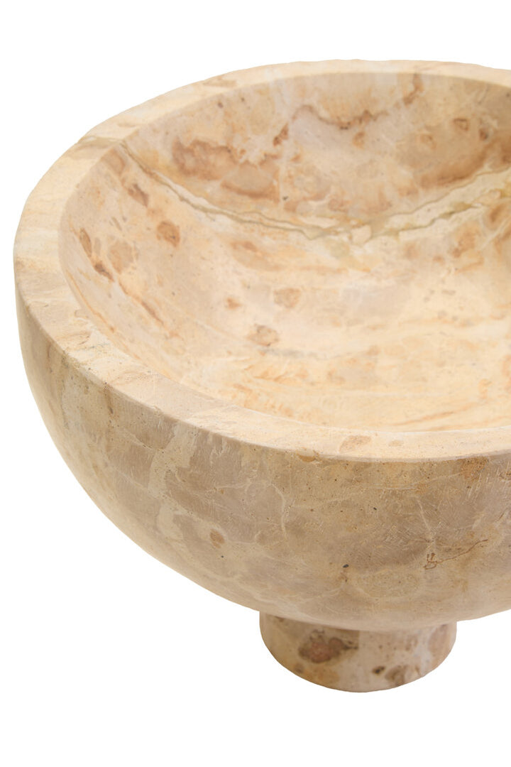 Palm Marble Pedestal Bowl – Chocolate Finish
