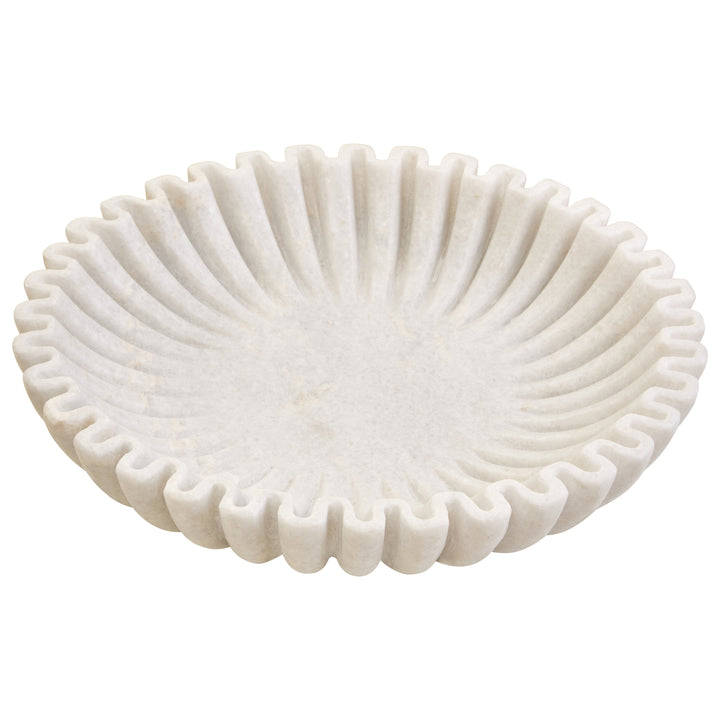 Savio Large White Fluted Marble Decorative Bowl