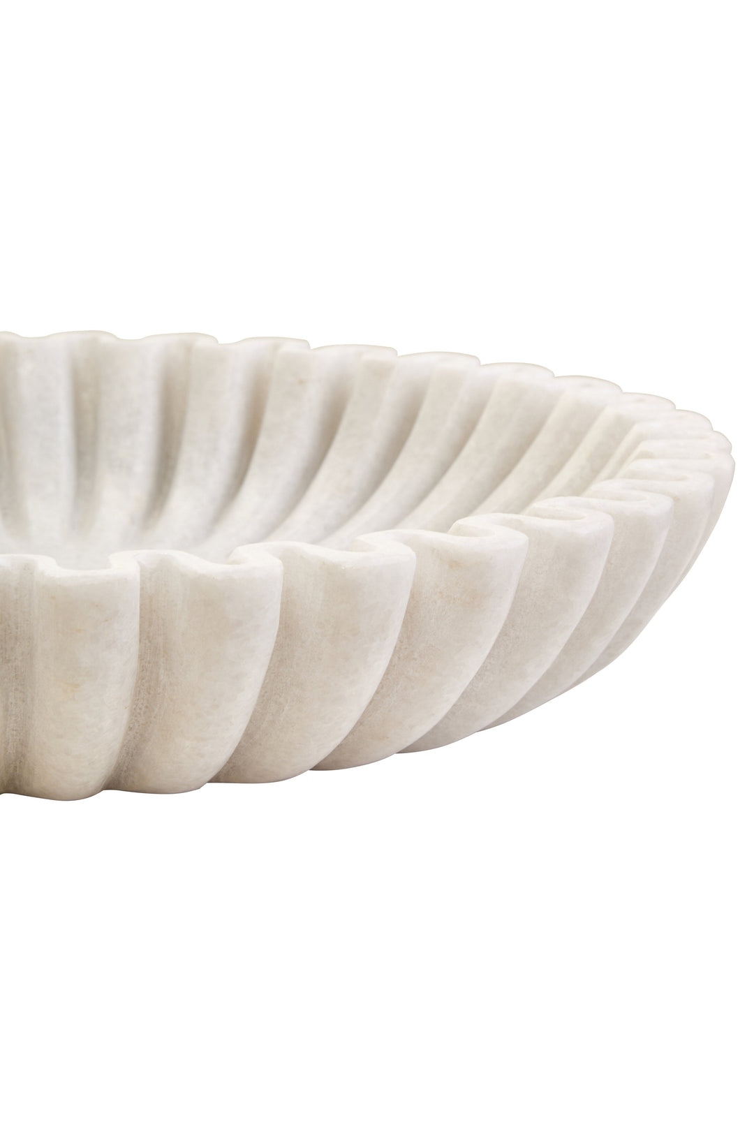 Savio Large White Fluted Marble Decorative Bowl