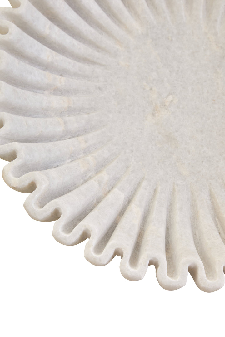 Savio Large White Fluted Marble Decorative Bowl