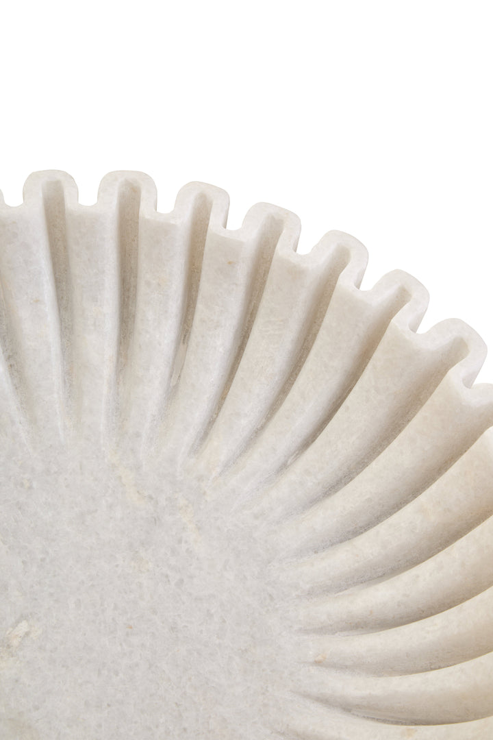 Savio Large White Fluted Marble Decorative Bowl