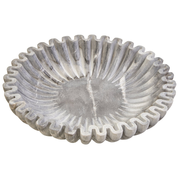 Savio Large Grey Fluted Marble Decorative Bowl
