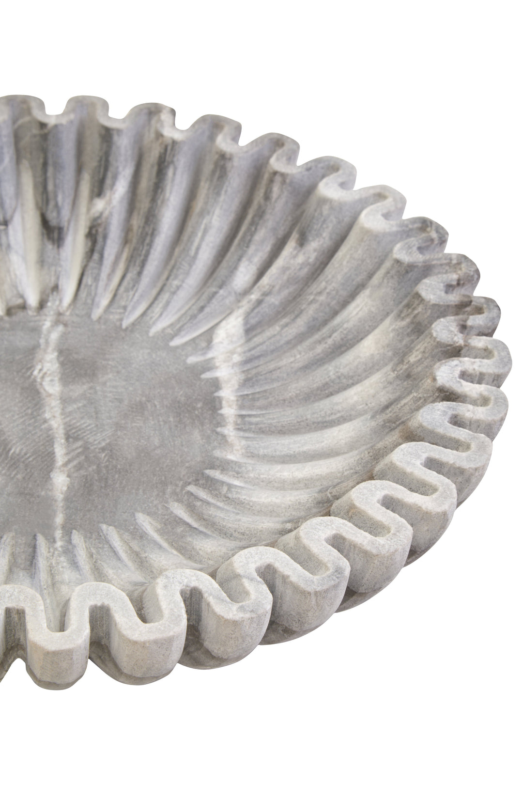 Savio Large Grey Fluted Marble Decorative Bowl