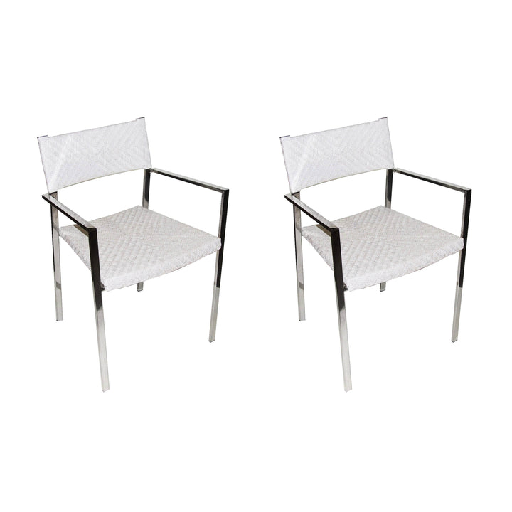 White Raffia Dining Chairs – Set of Two