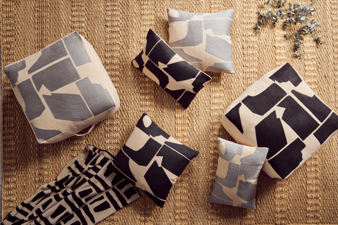 Bosie Ozella Natural & Black Floor Cushion – Square
