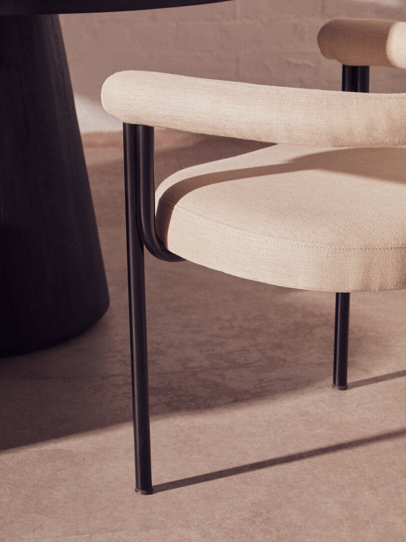 Forma Texture Fabric Dining Chair with Black Iron Frame