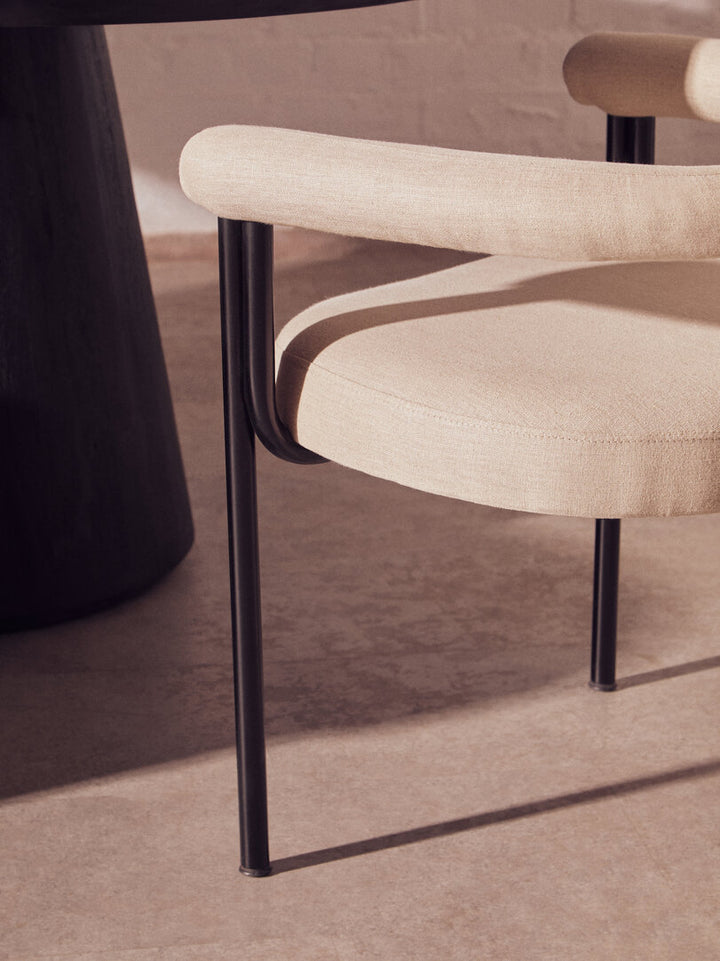 Forma Texture Fabric Dining Chair with Black Iron Frame