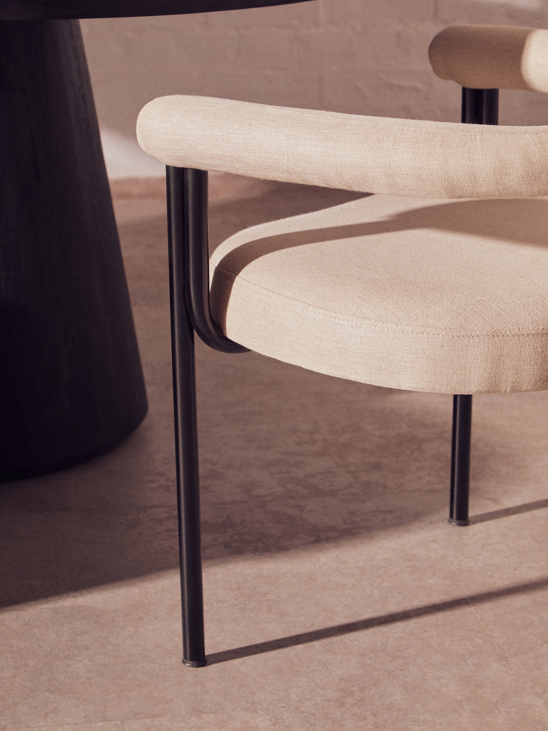 Perdoba Textured Fabric Dining Chair with Black Iron Frame