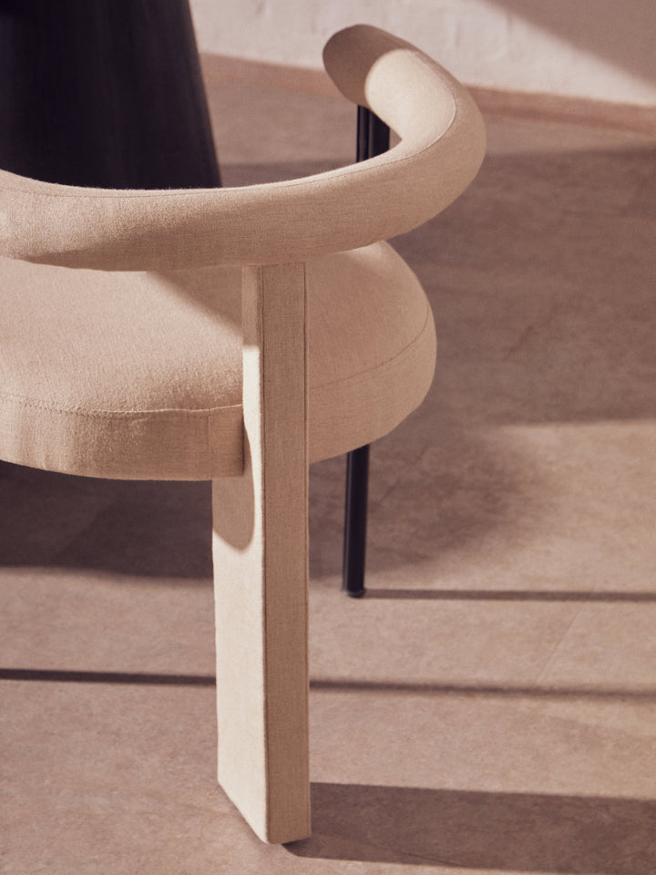 Perdoba Textured Fabric Dining Chair with Black Iron Frame