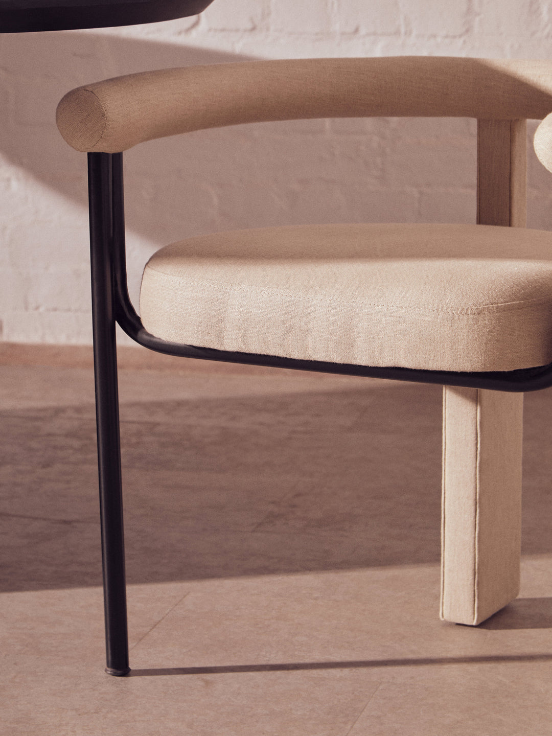 Perdoba Textured Fabric Dining Chair with Black Iron Frame