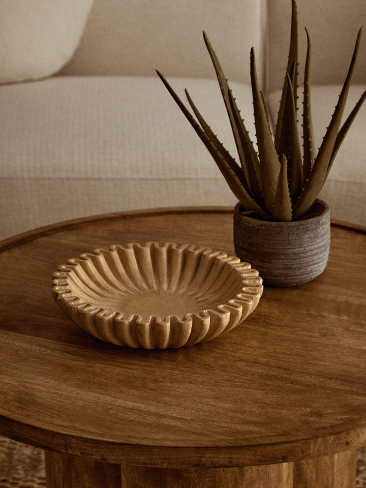 Savio Small Ochre Fluted Marble Decorative Bowl