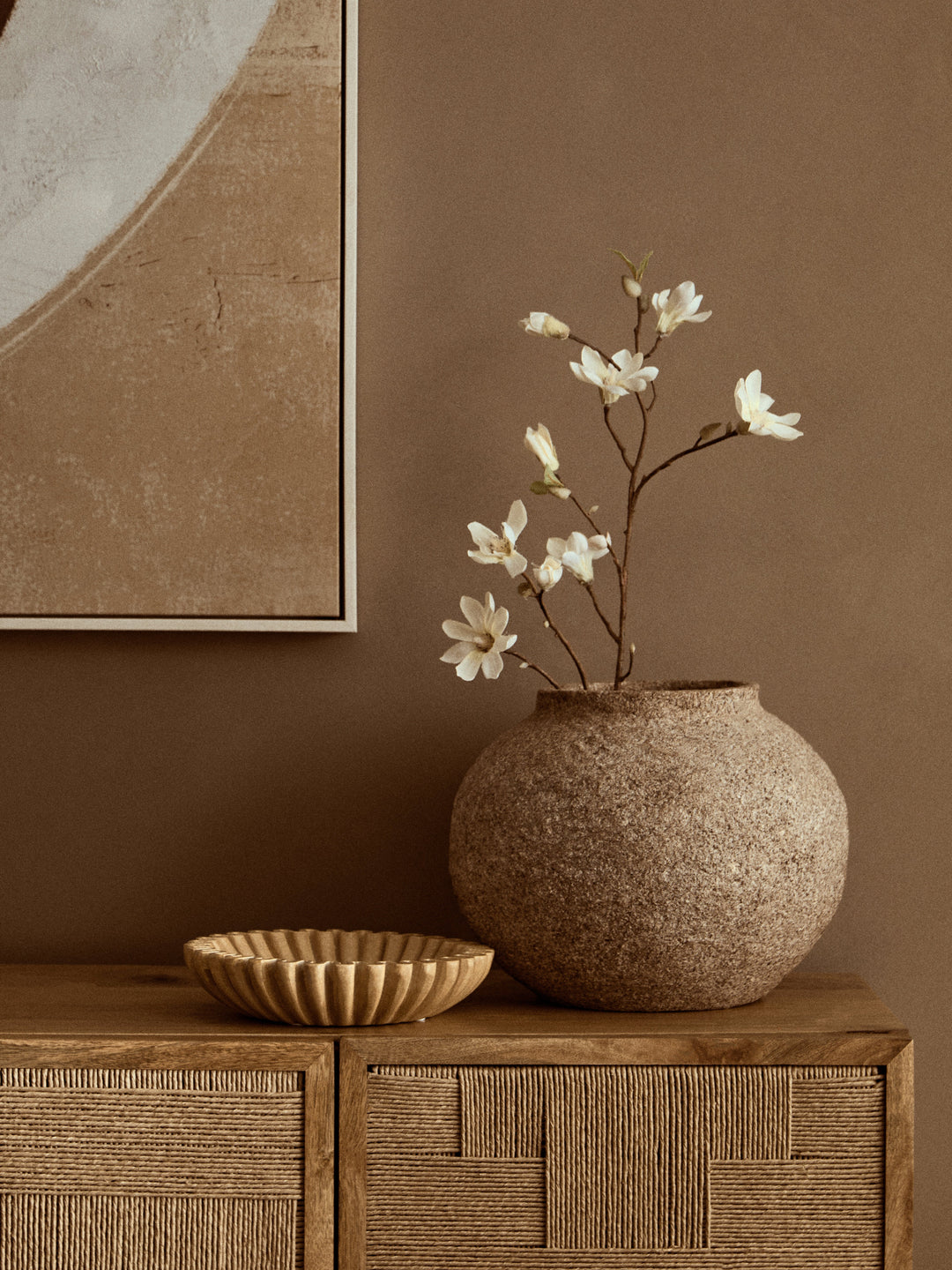 Savio Small Ochre Fluted Marble Decorative Bowl