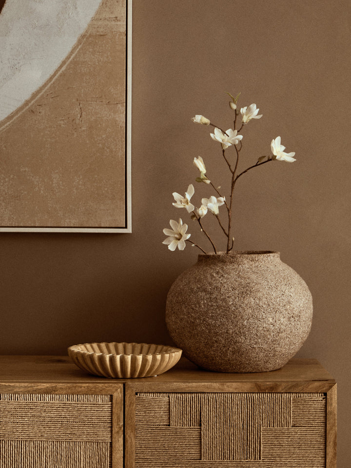 Savio Small Ochre Fluted Marble Decorative Bowl