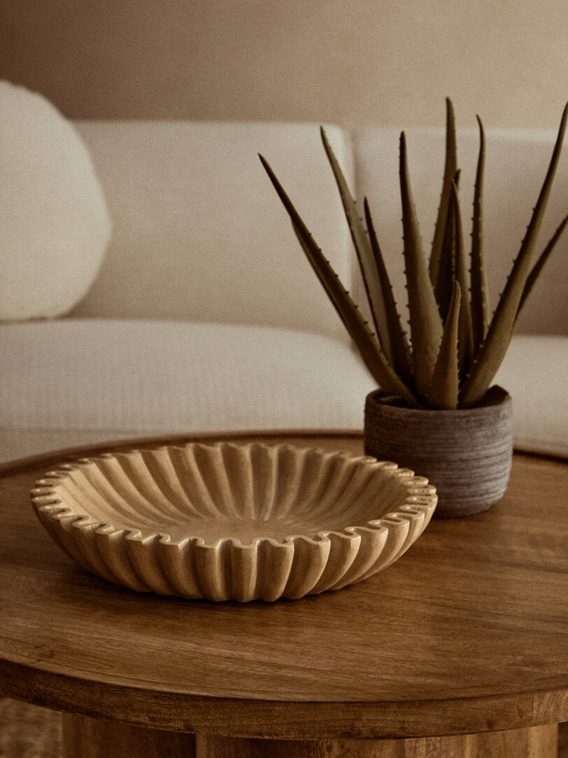 Suncrest Fluted Marble Bowl – Ochre (Large)