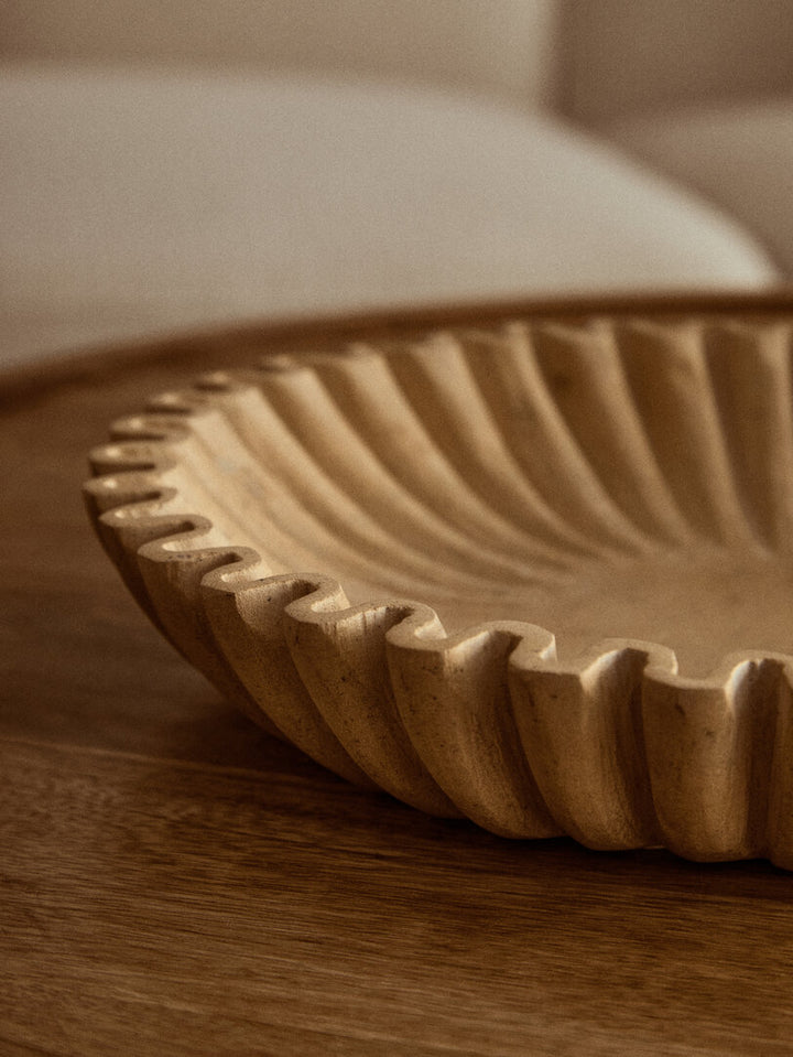 Suncrest Fluted Marble Bowl – Ochre (Large)