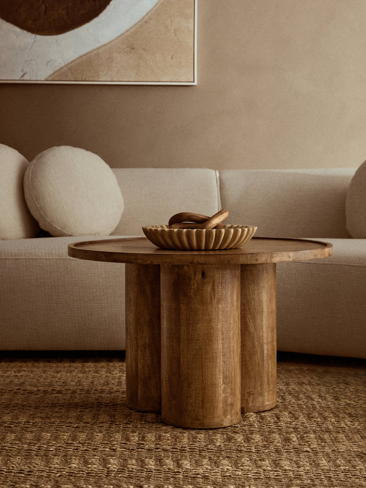 Walsa Coffee Table in Natural Mango Wood with Column Detailing