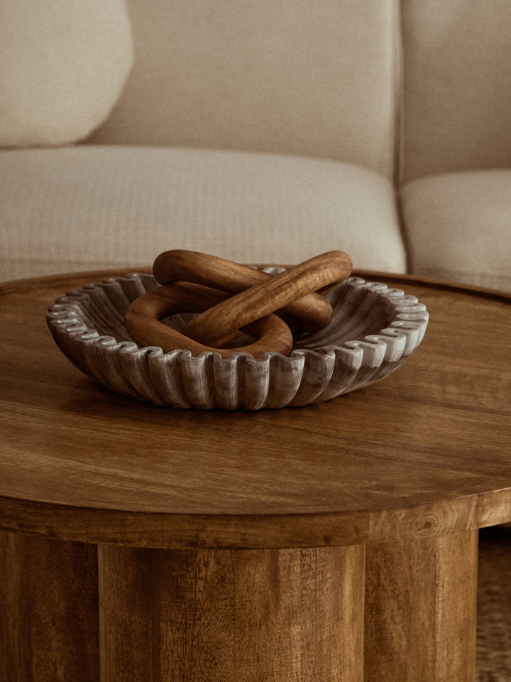 Walsa Coffee Table in Natural Mango Wood with Column Detailing