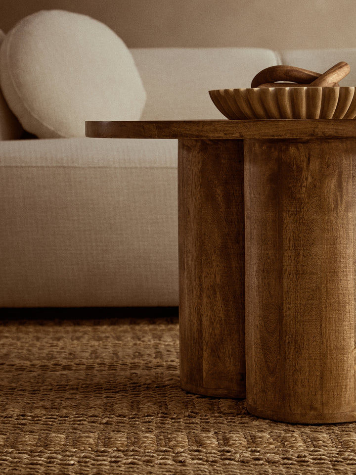 Walsa Coffee Table in Natural Mango Wood with Column Detailing