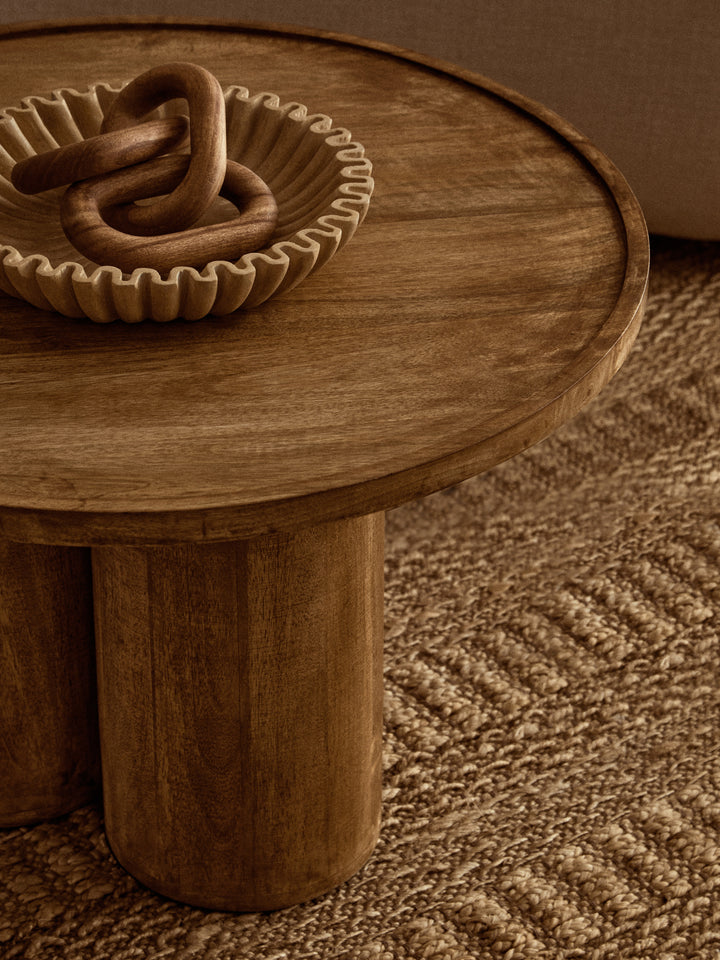 Walsa Coffee Table in Natural Mango Wood with Column Detailing