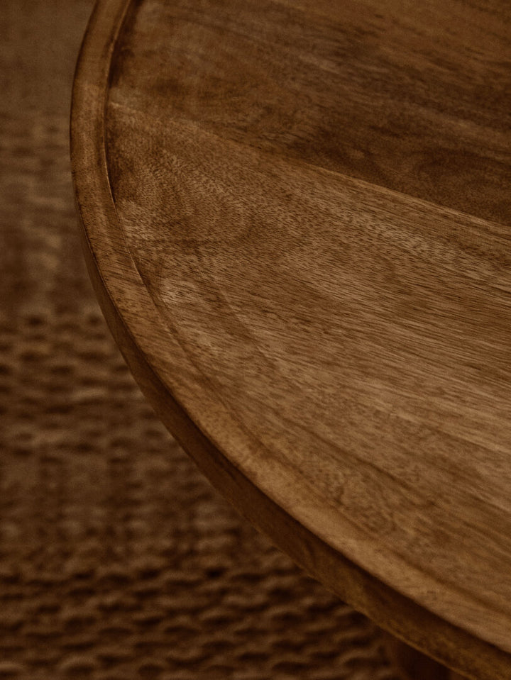 Knutsford Natural Mango Wood Column Detail Coffee Table – Sculptural Contemporary Coffee Table