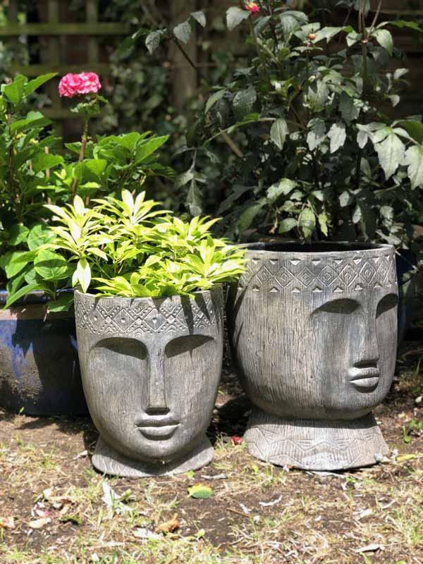 Glimmere Set of 2 Carved head Plant pot