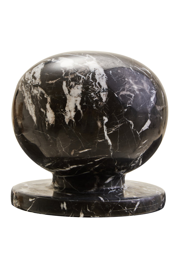 Calvion Ball Black Sculpture and Veined Marble White