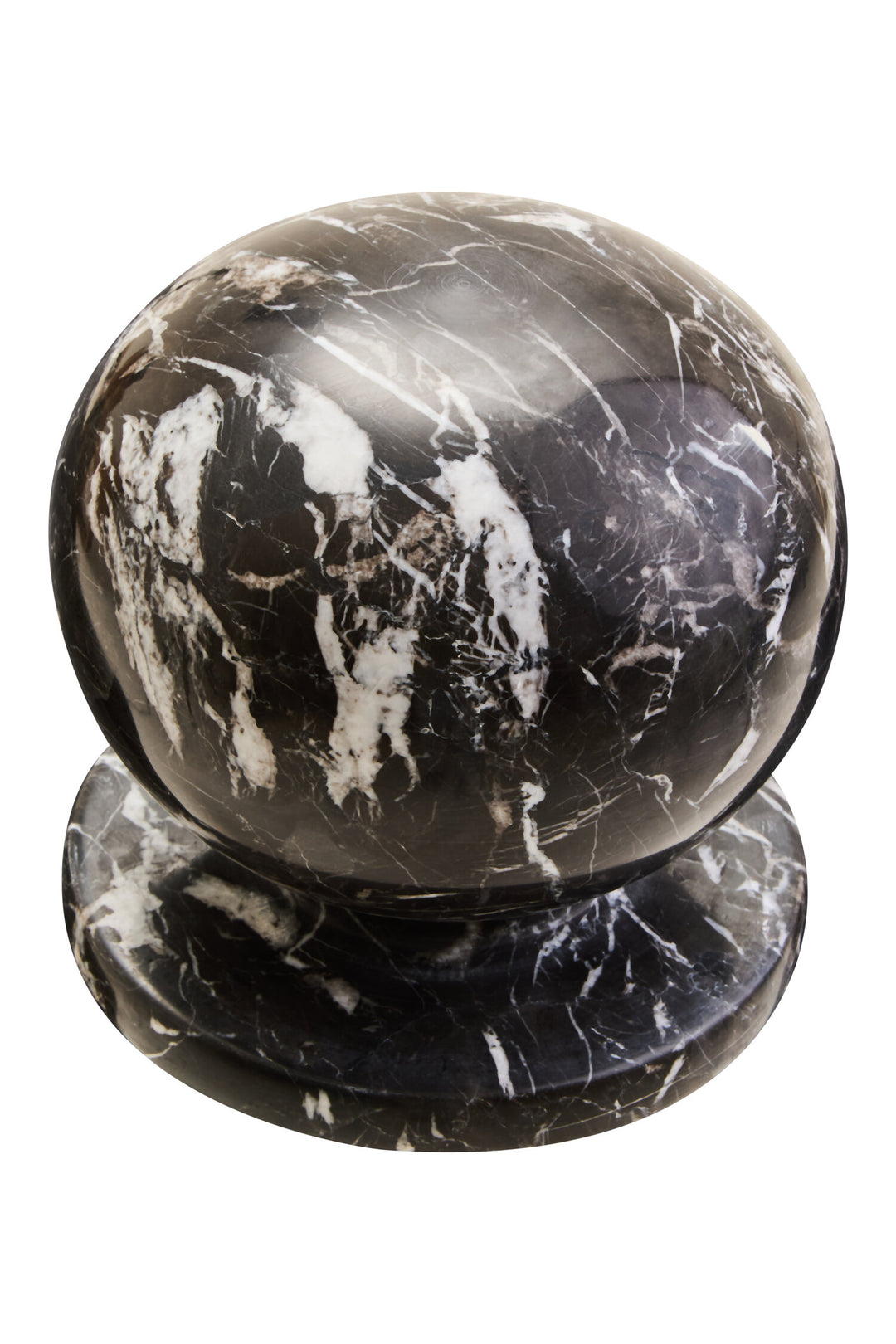 Calvion Ball Black Sculpture and Veined Marble White
