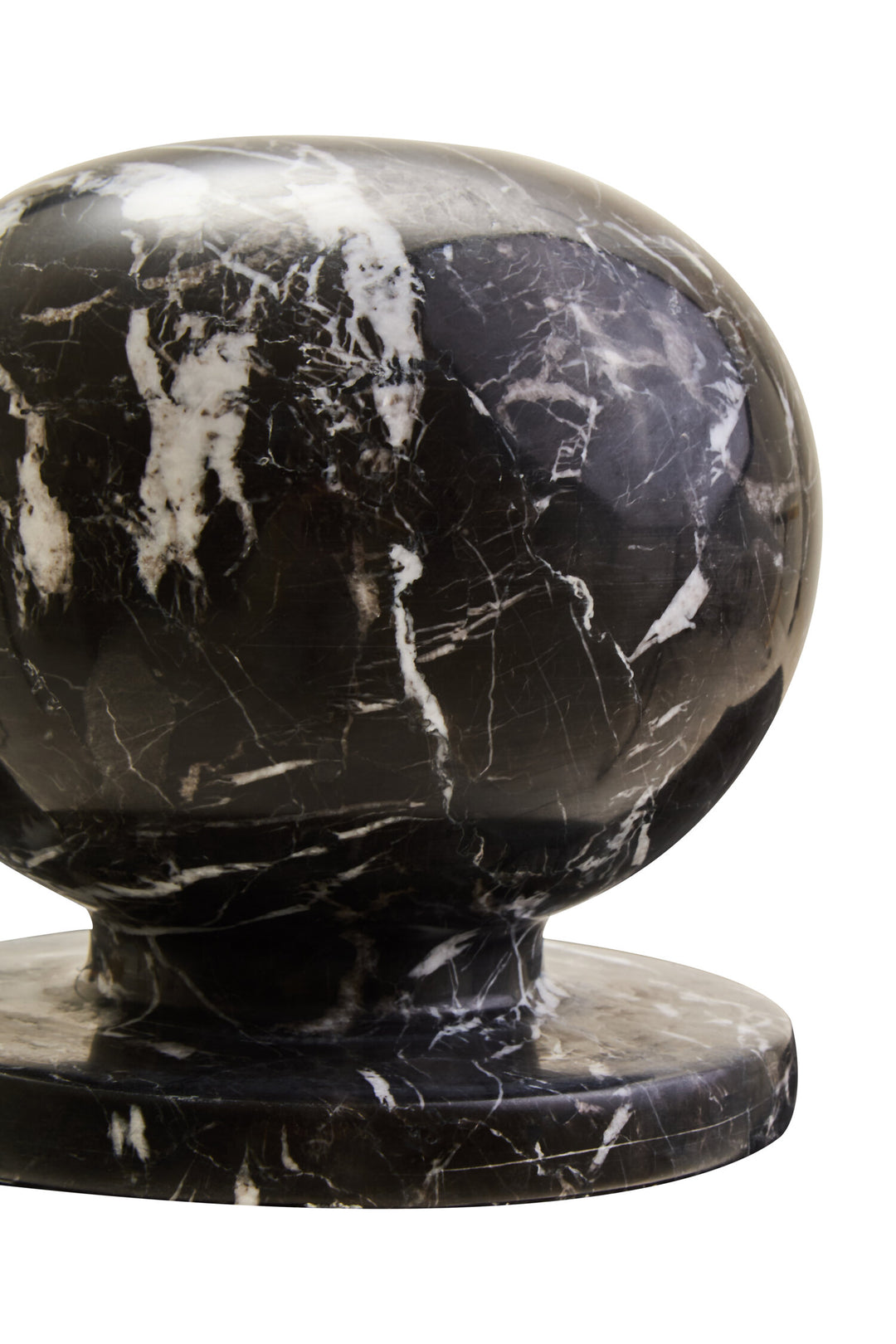 Calvion Ball Black Sculpture and Veined Marble White