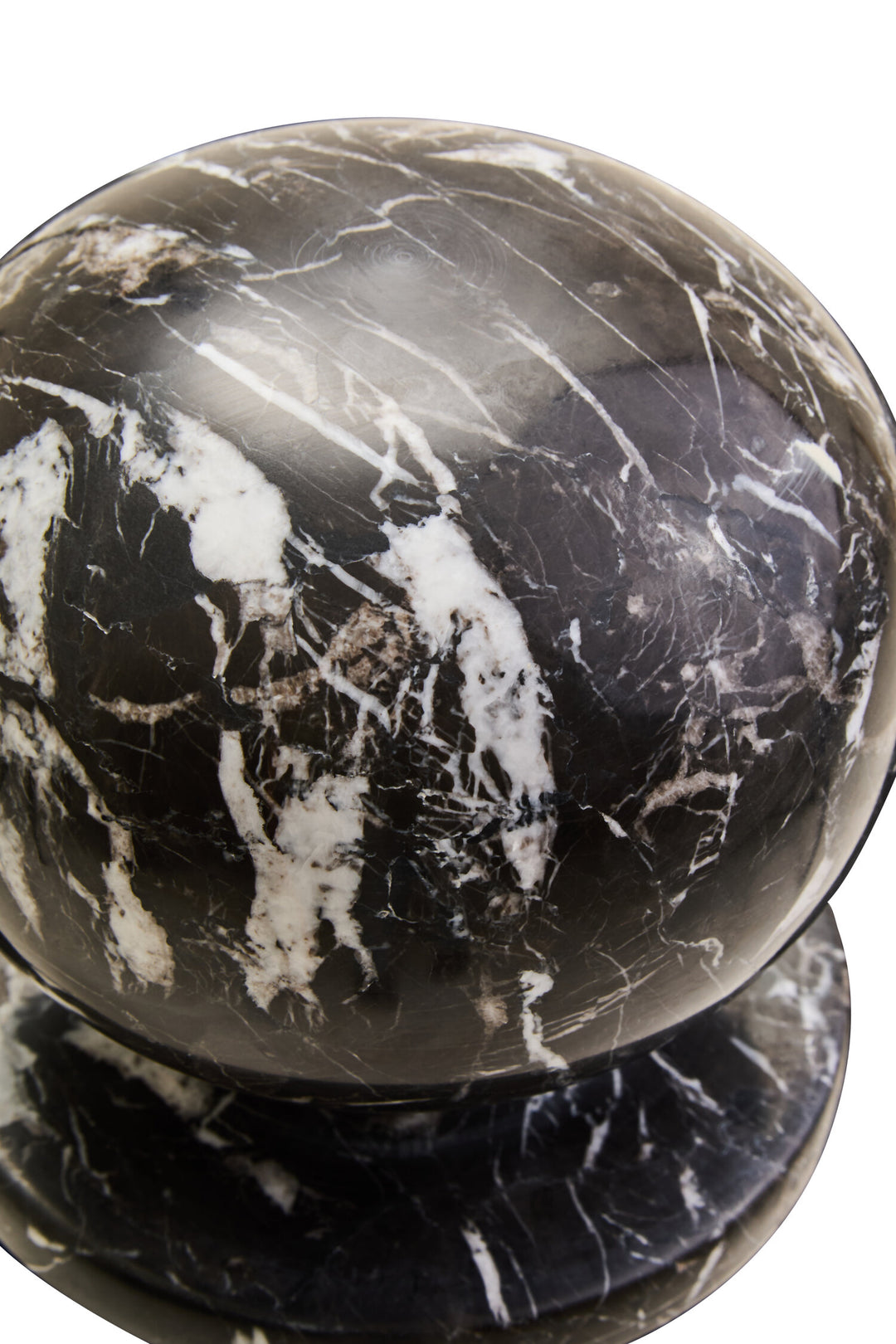 Calvion Ball Black Sculpture and Veined Marble White