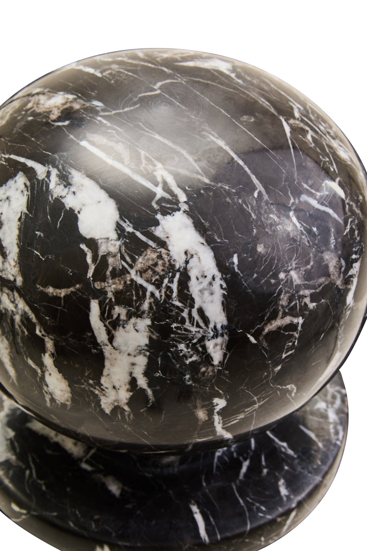 Calvion Ball Black Sculpture and Veined Marble White