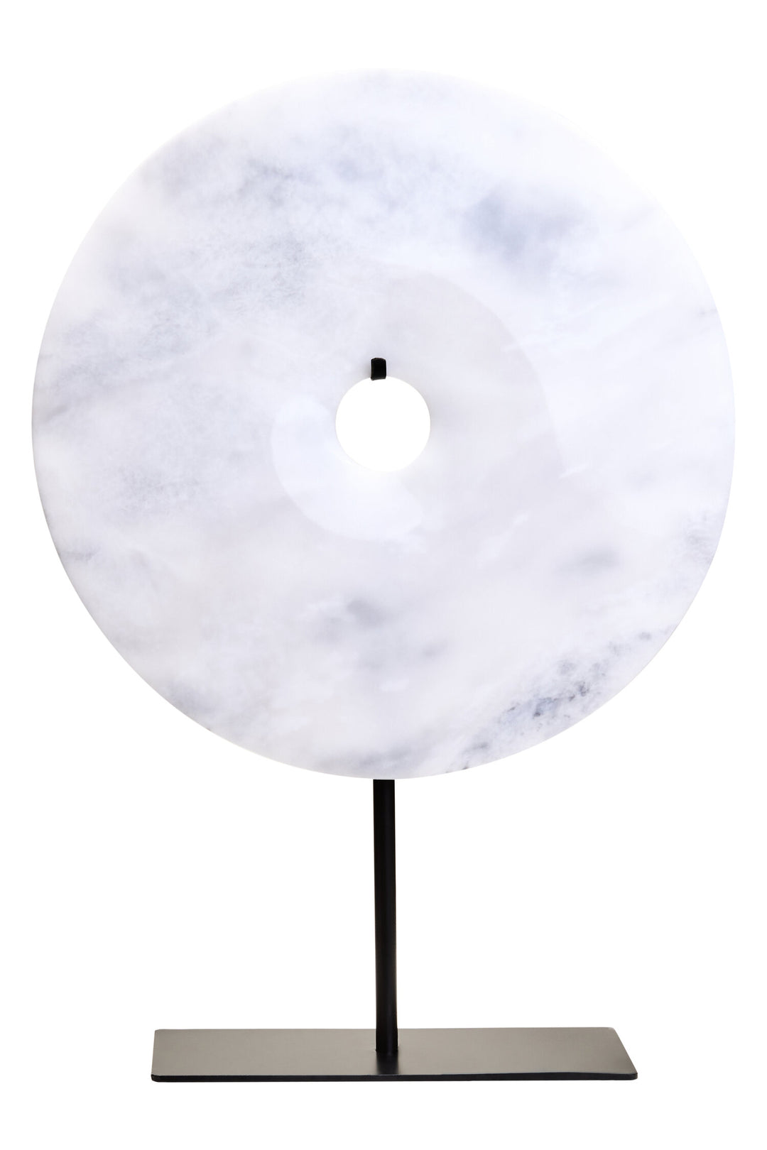 Round Calvion Large White Marble Dia Disc 30cm Sculpture