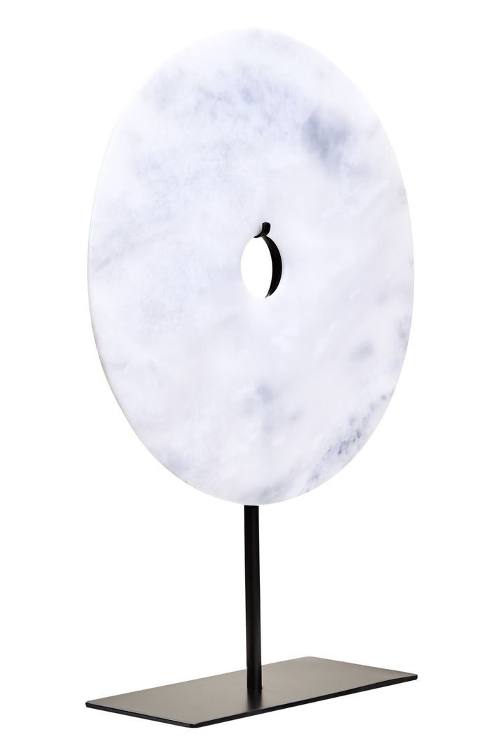 Round Calvion Large White Marble Dia Disc 30cm Sculpture