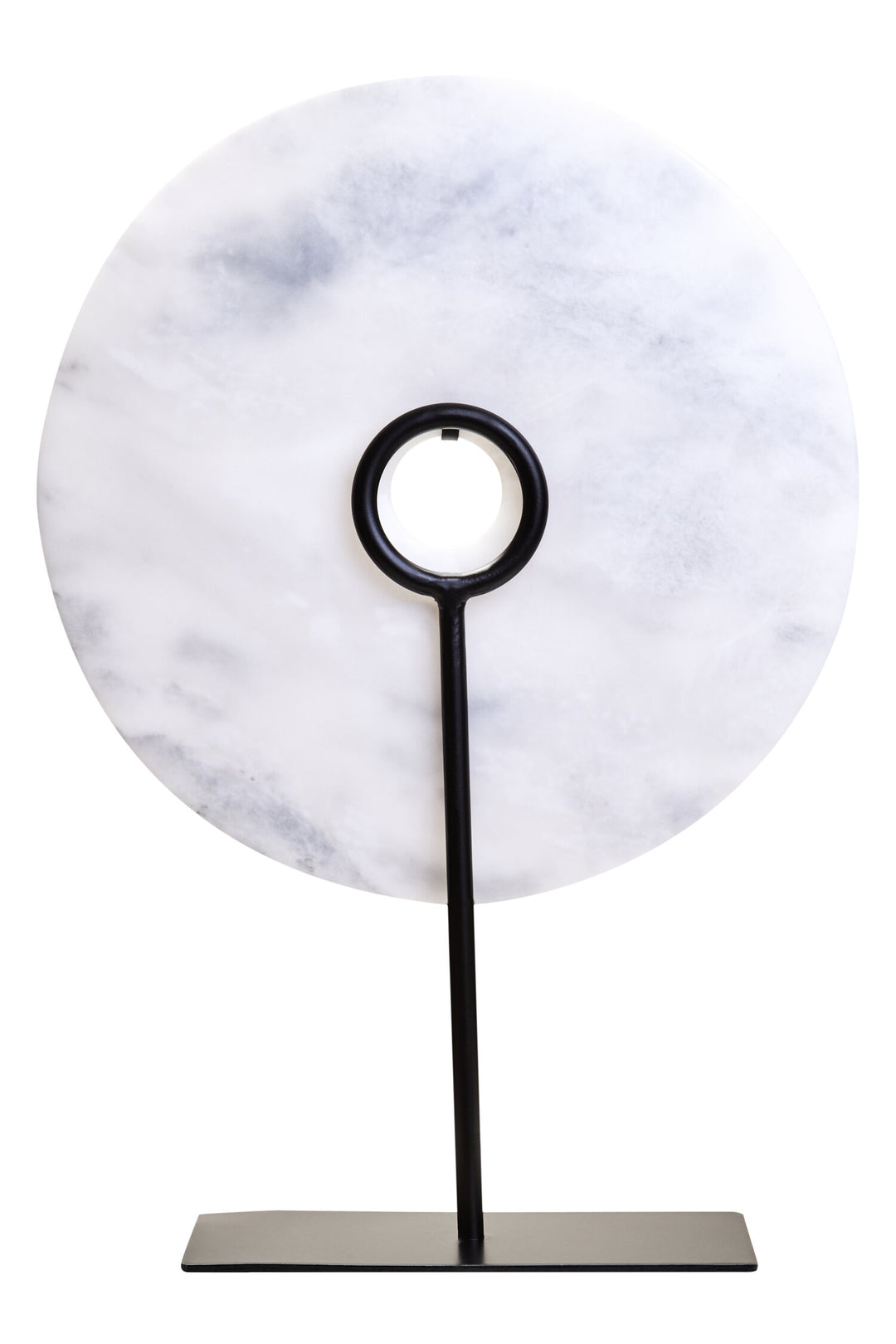 Round Calvion Large White Marble Dia Disc 30cm Sculpture