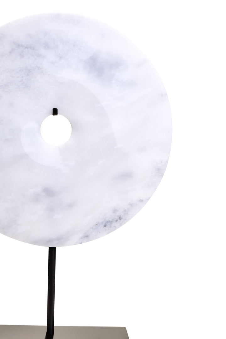 Round Calvion Large White Marble Dia Disc 30cm Sculpture