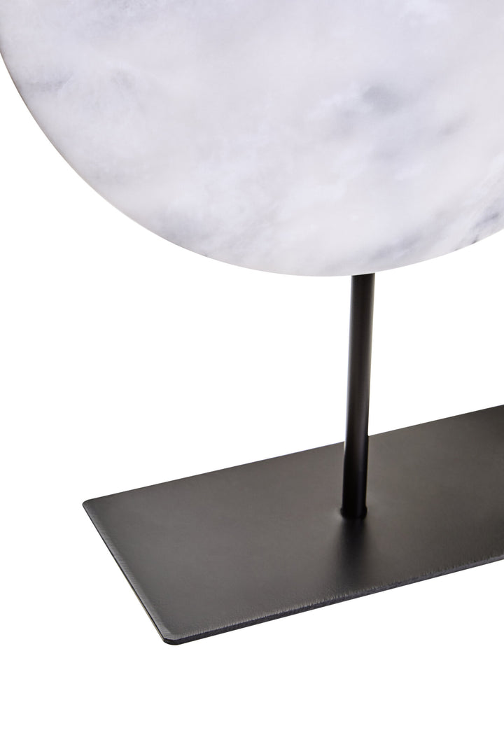 Round Calvion Large White Marble Dia Disc 30cm Sculpture