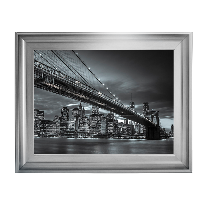 CY064 Brooklyn Bridge and lower Manhattan skyline at dusk