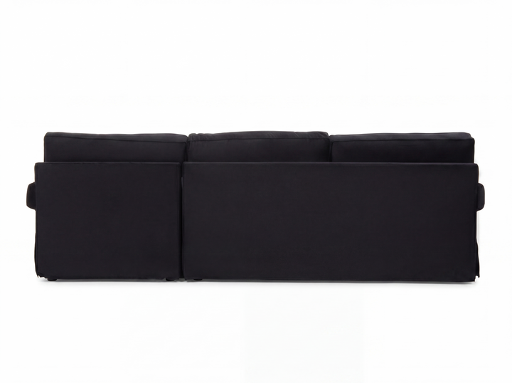 Capri Three-Seater Black Velvet Chaise Sofa