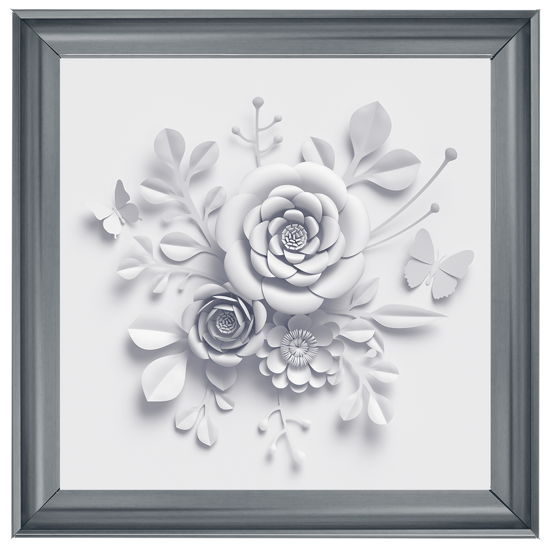 FL009 3D white paper flowers on white background