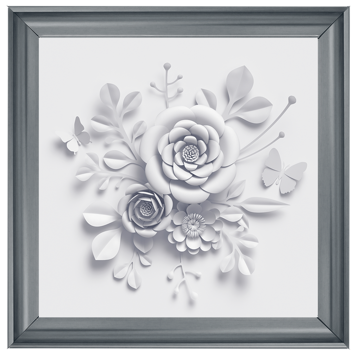 FL009 3D white paper flowers on white background