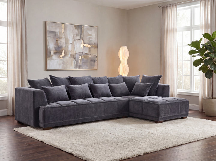 Aluxo Gramercy Group Sofa in Steel Velvet