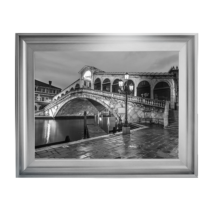 CY078 Rialto Bridge at night, Venice (Black and white)