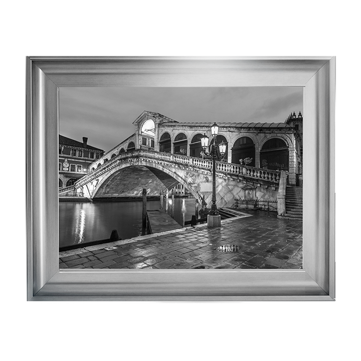 CY078 Rialto Bridge at night, Venice (Black and white)